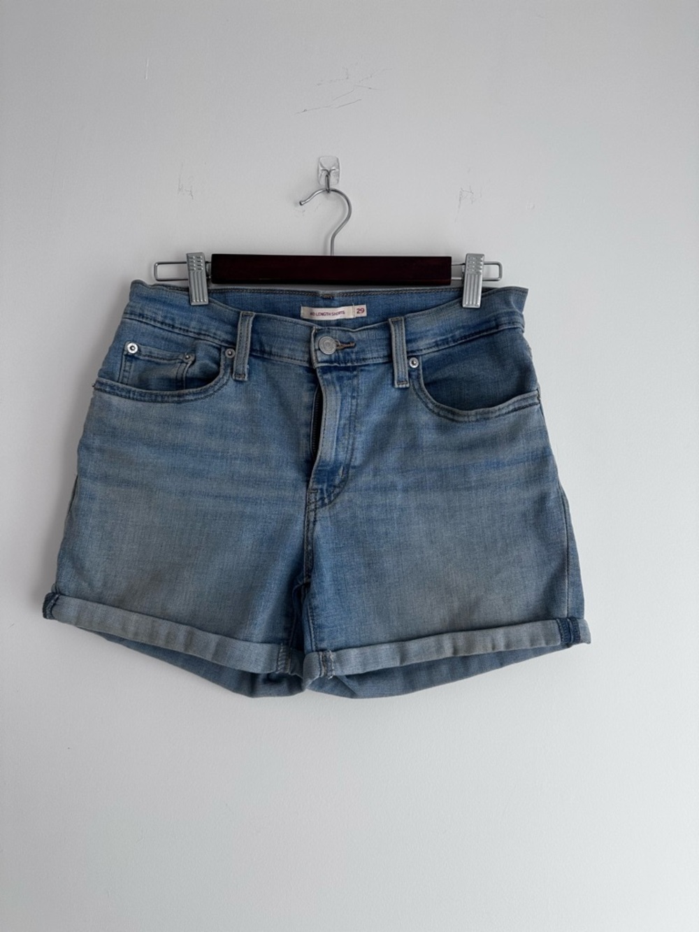 Levi's Light Blue Rolled Hem Denim Shorts